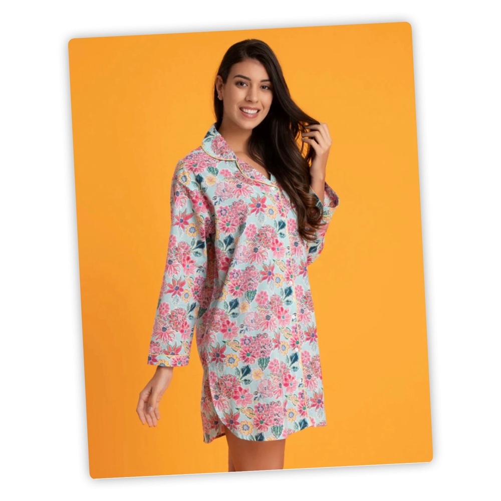 Mahogany Zoe cotton floral sleep shirt, XL